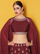 Load image into Gallery viewer, Maroon Embroidered Semi Stitched Lehenga With Unstitched Blouse Clothsvilla