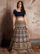 Load image into Gallery viewer, Dark Blue Embroidered Semi Stitched Lehenga With Unstitched Blouse Clothsvilla