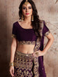 Load image into Gallery viewer, Voilet Embroidered Semi Stitched Lehenga With Unstitched Blouse Clothsvilla