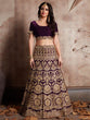 Load image into Gallery viewer, Voilet Embroidered Semi Stitched Lehenga With Unstitched Blouse Clothsvilla