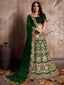 Dark Green Embroidered Semi Stitched Lehenga With Unstitched Blouse Clothsvilla