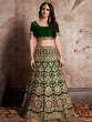 Load image into Gallery viewer, Dark Green Embroidered Semi Stitched Lehenga With Unstitched Blouse Clothsvilla