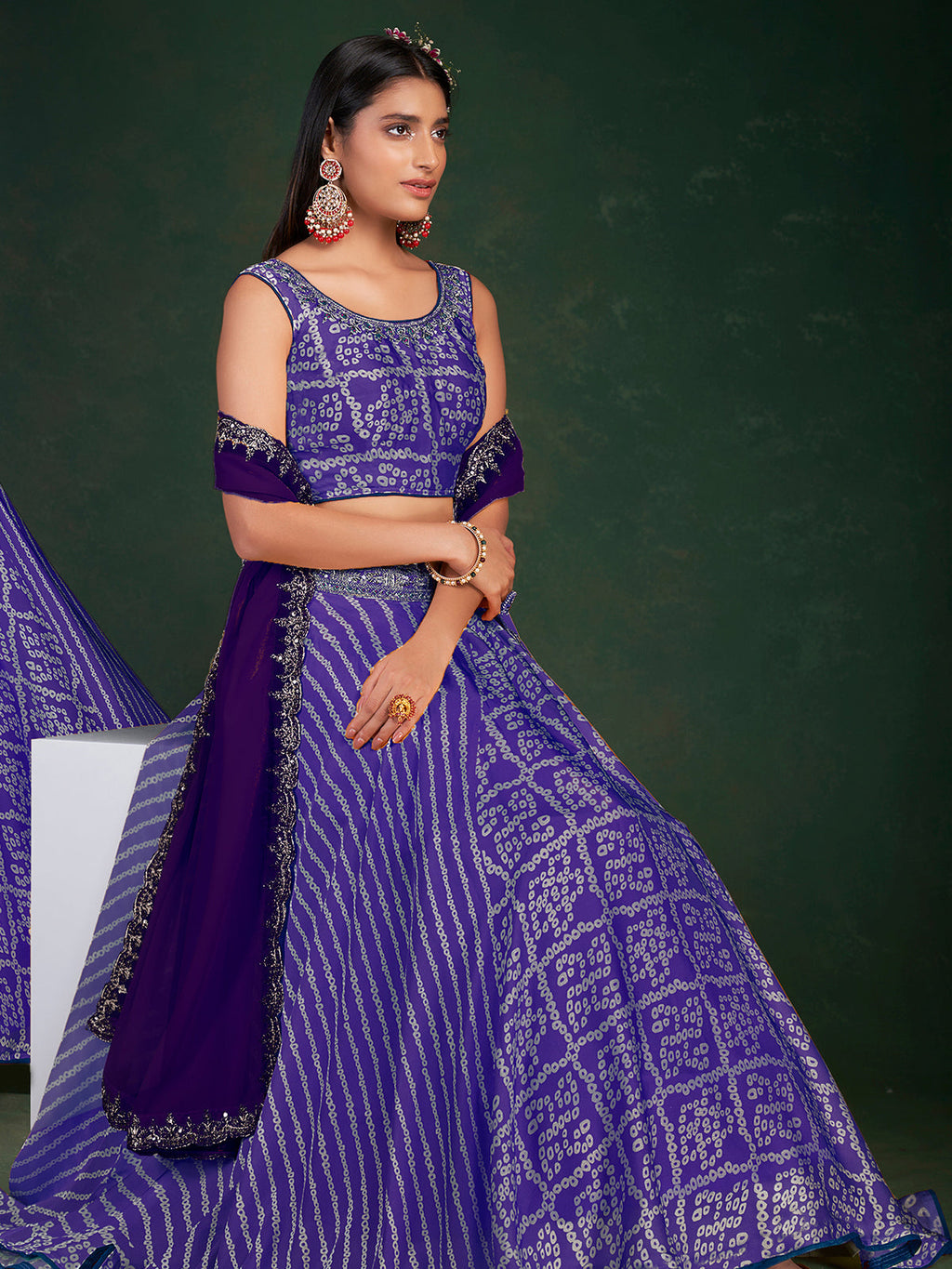 Purple Chinon Printed Semi Stitched Lehenga Choli Clothsvilla