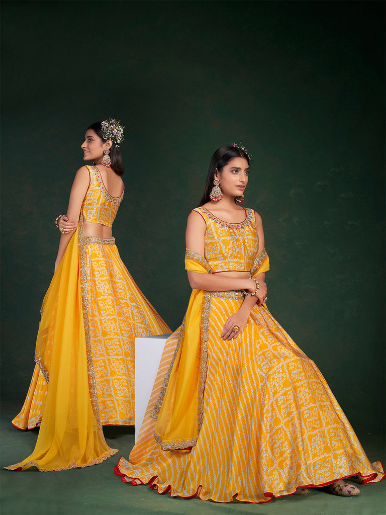 Yellow Embroidered Festive Semi Stitched Lehenga With  Unstitched Blouse Clothsvilla