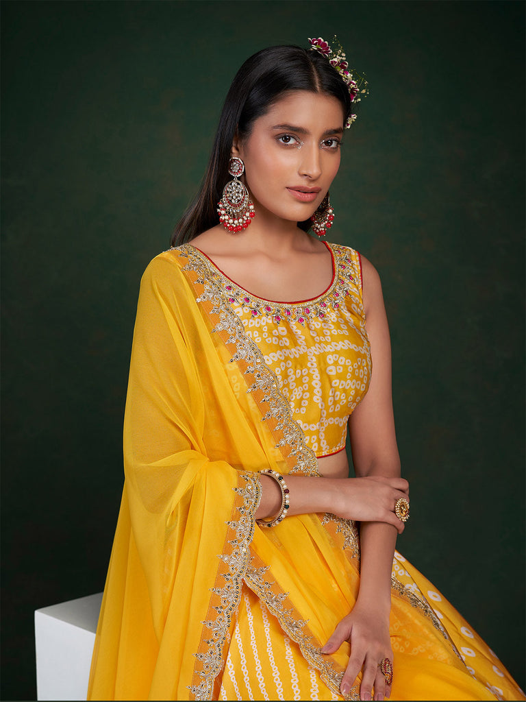 Yellow Embroidered Festive Semi Stitched Lehenga With  Unstitched Blouse Clothsvilla