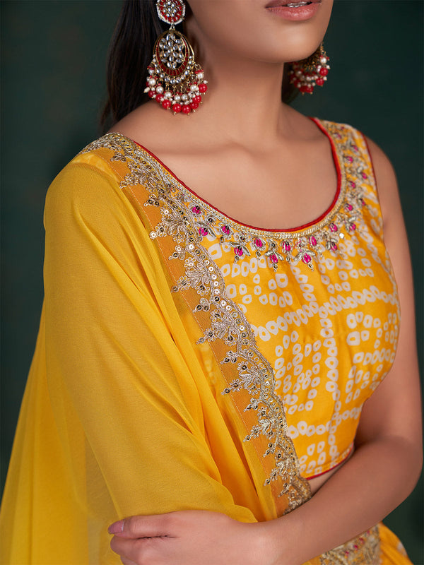Yellow Embroidered Festive Semi Stitched Lehenga With  Unstitched Blouse Clothsvilla