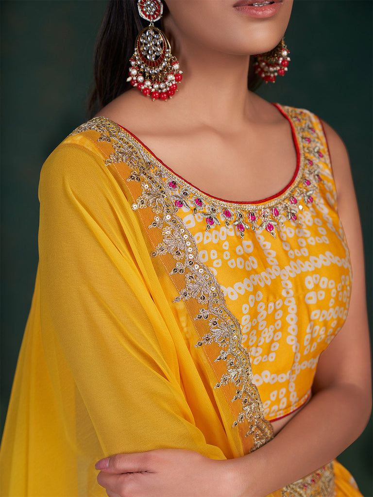 Yellow Embroidered Festive Semi Stitched Lehenga With  Unstitched Blouse Clothsvilla