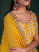 Load image into Gallery viewer, Yellow Embroidered Festive Semi Stitched Lehenga With  Unstitched Blouse Clothsvilla