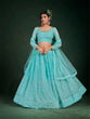 Load image into Gallery viewer, Blue Embroidered Festive Semi Stitched Lehenga With  Unstitched Blouse Clothsvilla