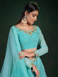 Load image into Gallery viewer, Blue Embroidered Festive Semi Stitched Lehenga With  Unstitched Blouse Clothsvilla