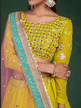 Load image into Gallery viewer, Lime Embroidered Festive Semi Stitched Lehenga With  Unstitched Blouse Clothsvilla