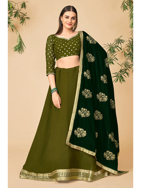 Aamira Lehenga Choli in Mehndi Green Color with Dupatta ClothsVilla Main image