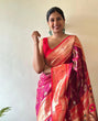 Load image into Gallery viewer, Bewitching Dark Pink Paithani Silk Saree With Brood Blouse Piece ClothsVilla