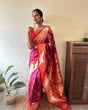 Load image into Gallery viewer, Bewitching Dark Pink Paithani Silk Saree With Brood Blouse Piece ClothsVilla
