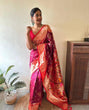 Load image into Gallery viewer, Bewitching Dark Pink Paithani Silk Saree With Brood Blouse Piece ClothsVilla