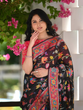 Load image into Gallery viewer, Cynosure Black Pashmina saree With Dissemble Blouse Piece ClothsVilla