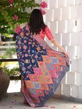 Load image into Gallery viewer, Evocative Blue Pashmina saree With Moiety Blouse Piece ClothsVilla