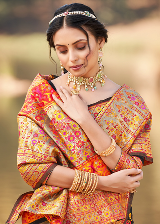Fantabulous Black Pashmina saree With Snappy Blouse Piece ClothsVilla