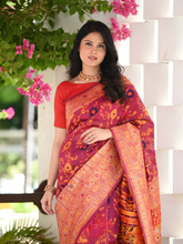 Load image into Gallery viewer, Vestigial Red Pashmina saree With Sempiternal Blouse Piece ClothsVilla