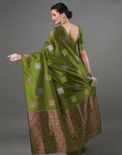 Load image into Gallery viewer, Eloquence Green Soft Silk Saree With Demure Blouse Piece ClothsVilla