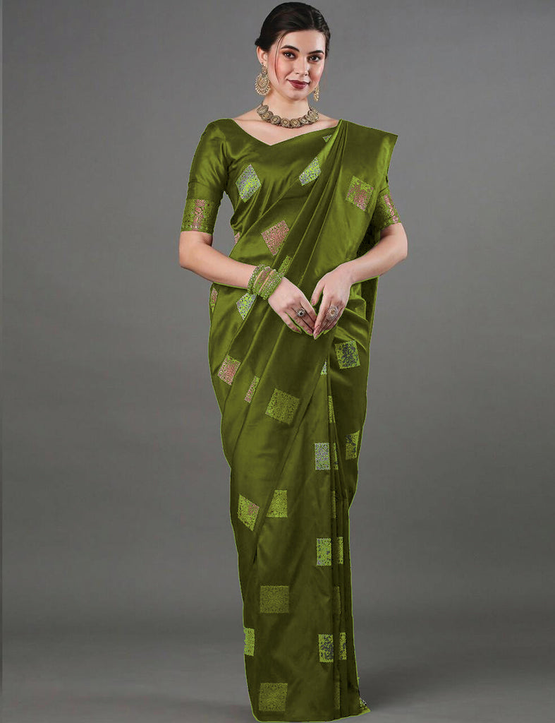 Eloquence Green Soft Silk Saree With Demure Blouse Piece ClothsVilla