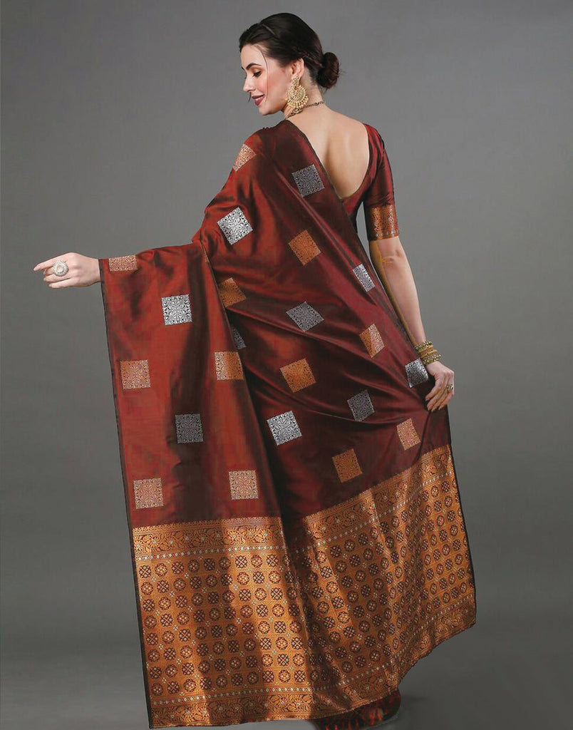 Bewitching Maroon Soft Silk Saree With Adoring Blouse Piece ClothsVilla