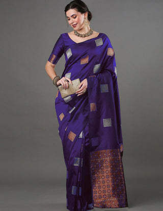 Fairytale Purple Soft Silk Saree With Opulent Blouse Piece ClothsVilla
