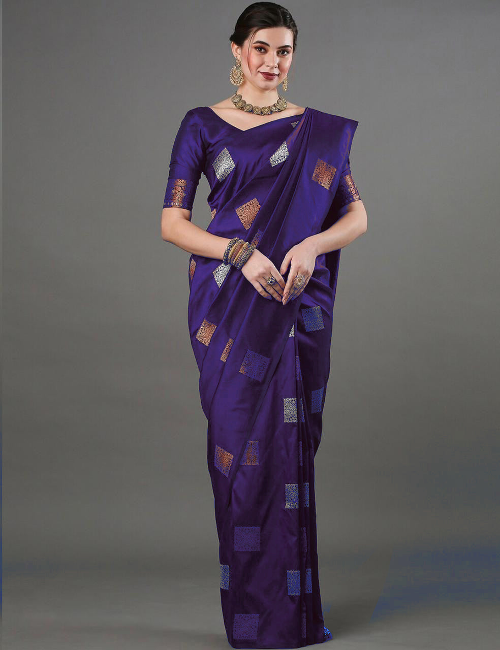 Fairytale Purple Soft Silk Saree With Opulent Blouse Piece ClothsVilla Main image
