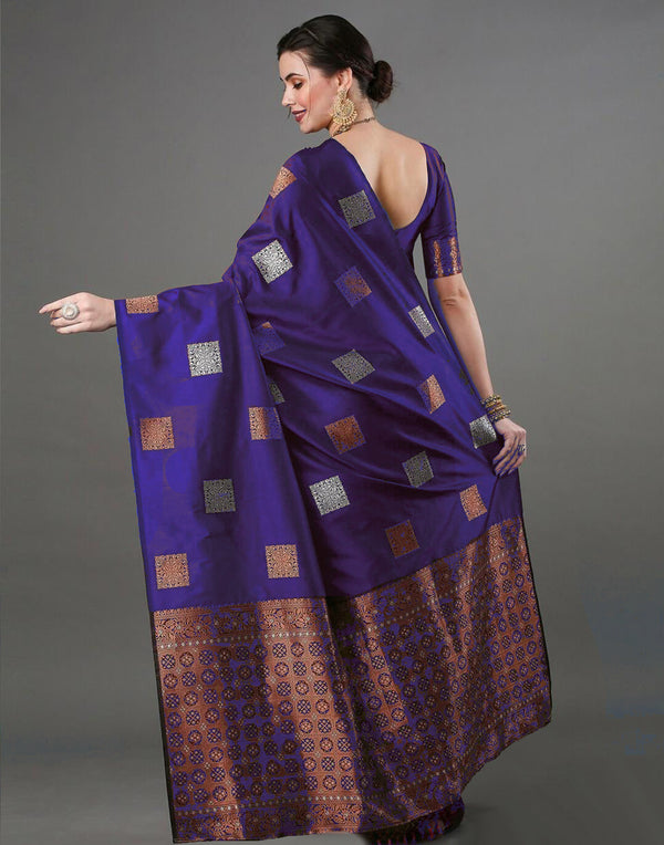 Fairytale Purple Soft Silk Saree With Opulent Blouse Piece ClothsVilla