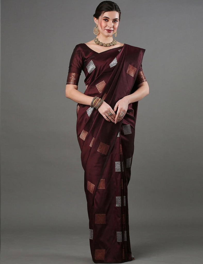 Preferable Wine Soft Silk Saree With Flamboyant Blouse Piece ClothsVilla