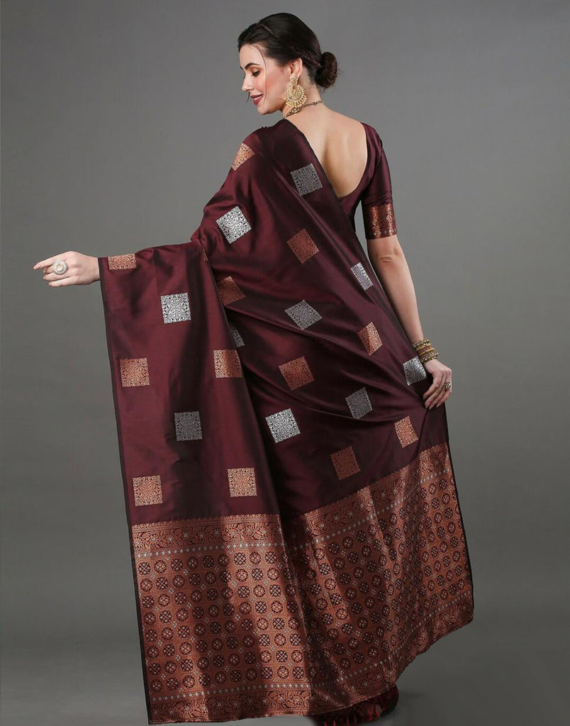 Preferable Wine Soft Silk Saree With Flamboyant Blouse Piece ClothsVilla