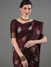 Load image into Gallery viewer, Preferable Wine Soft Silk Saree With Flamboyant Blouse Piece ClothsVilla