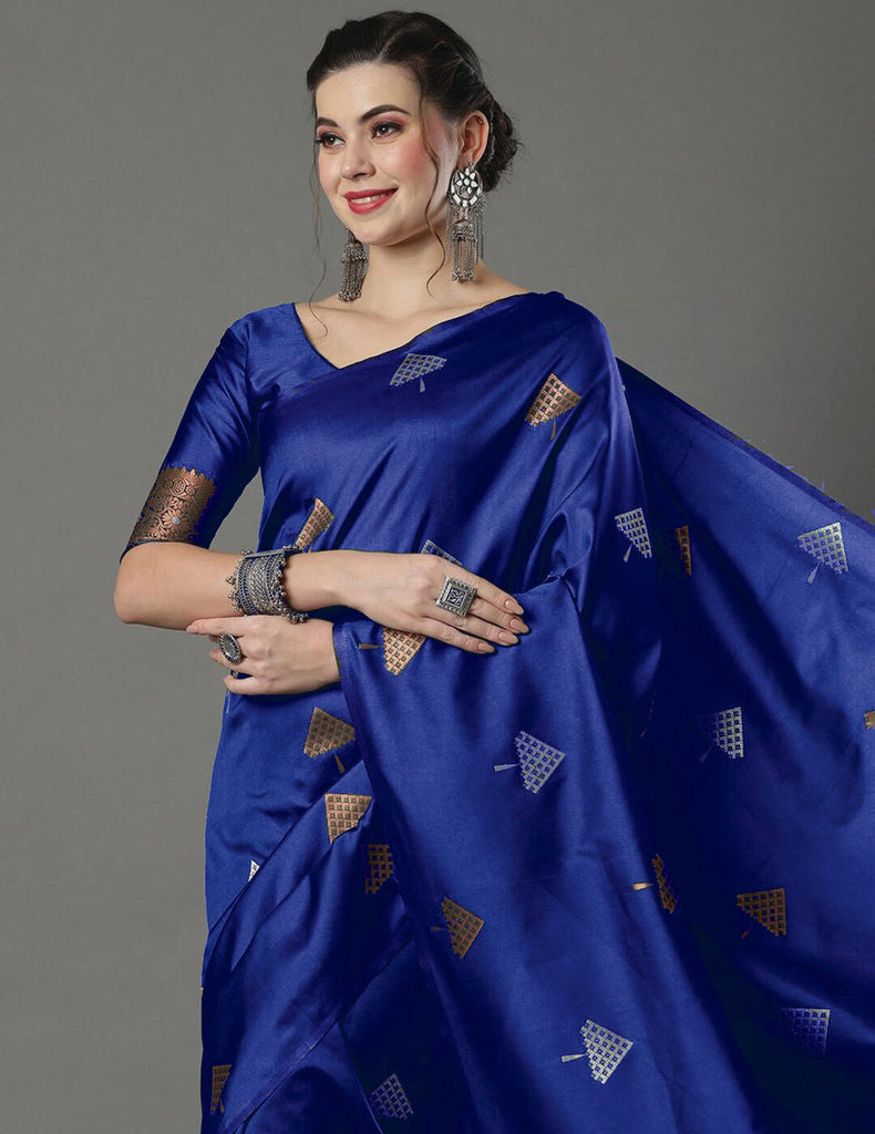 Opulent Blue Soft Silk Saree With Delightful Blouse Piece ClothsVilla
