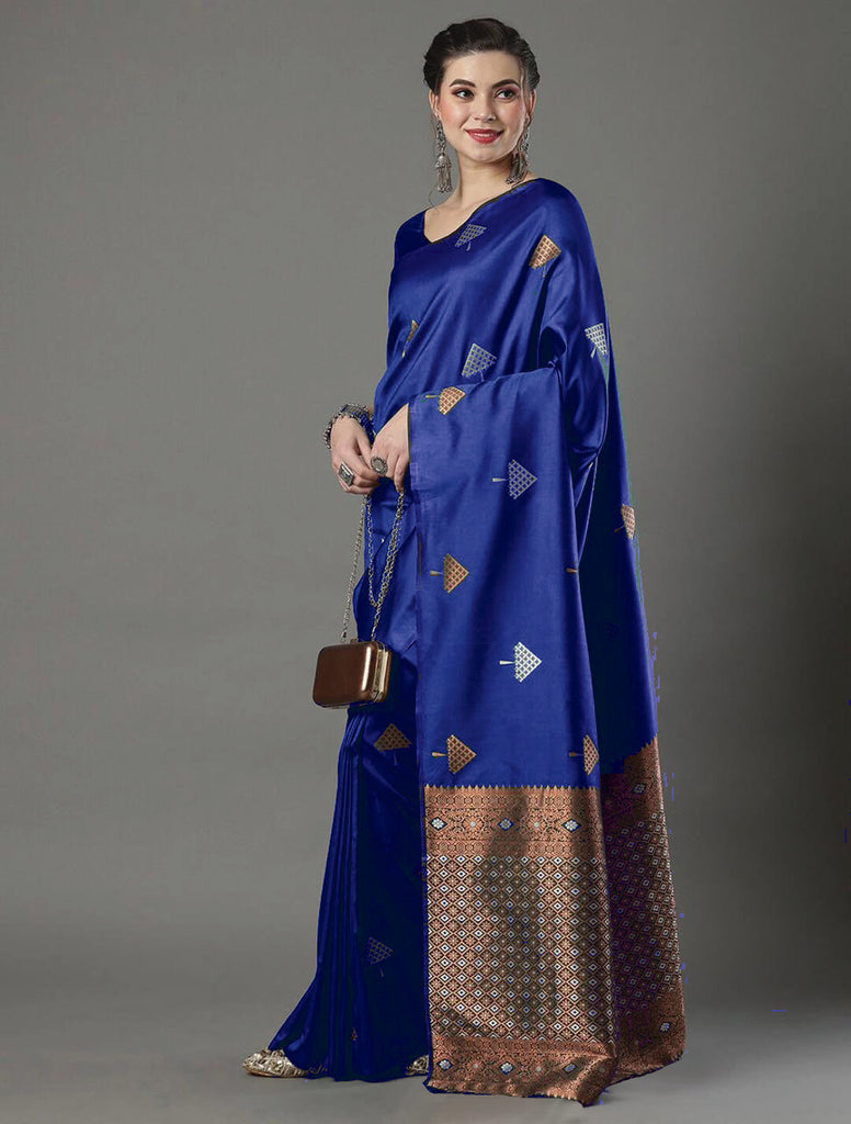 Opulent Blue Soft Silk Saree With Delightful Blouse Piece ClothsVilla