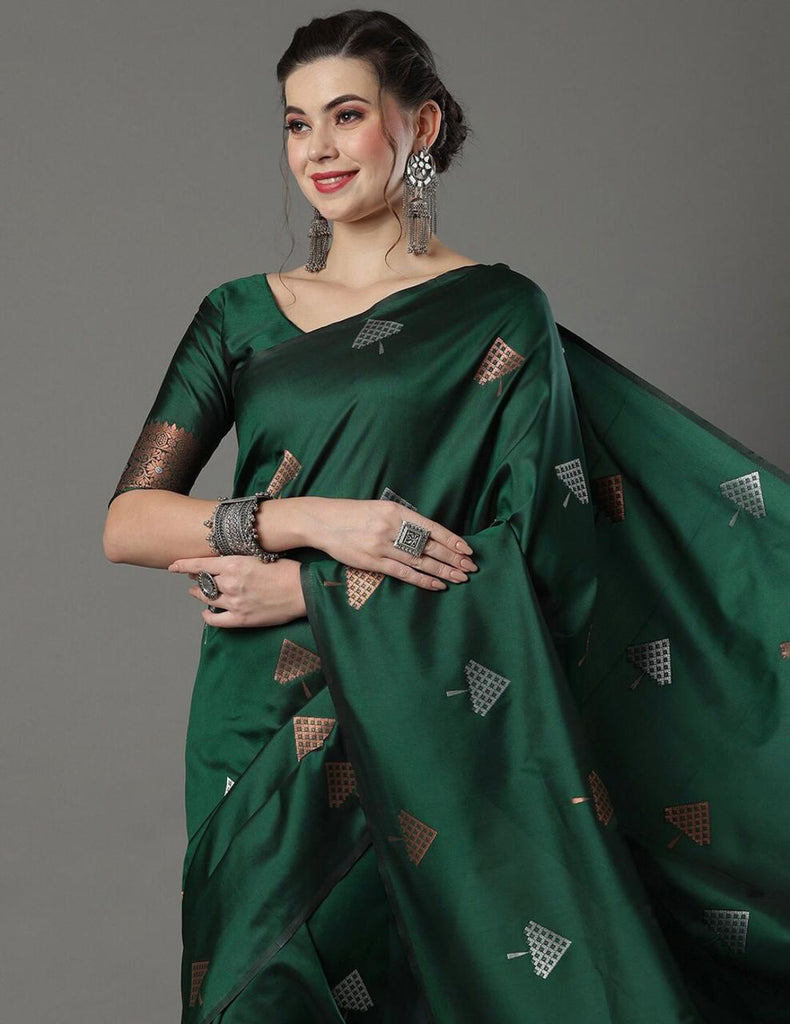 Excellent Green Soft Silk Saree With Effervescent Blouse Piece ClothsVilla