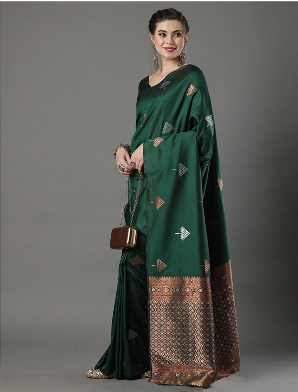 Excellent Green Soft Silk Saree With Effervescent Blouse Piece ClothsVilla