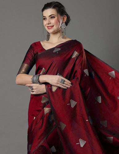 Murmurous Maroon Soft Silk Saree With Devastating Blouse Piece ClothsVilla