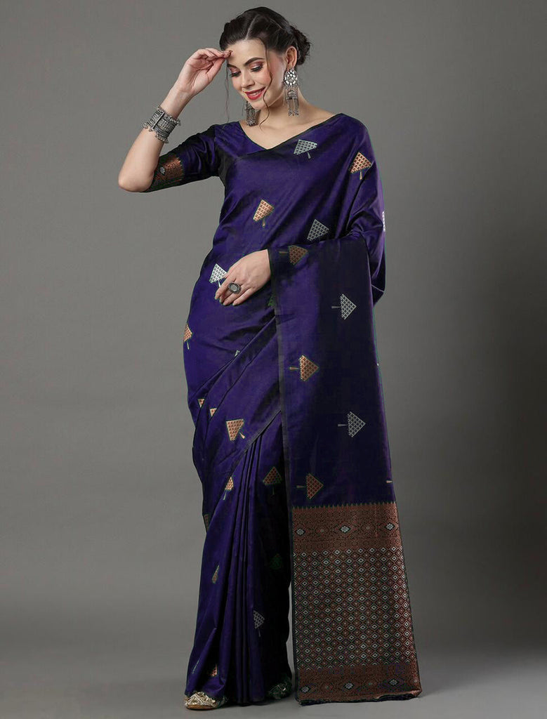 Magnificat Purple Soft Silk Saree With Glittering Blouse Piece ClothsVilla