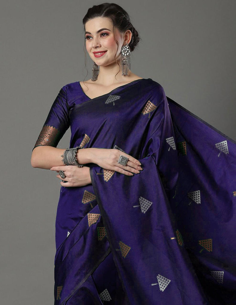 Magnificat Purple Soft Silk Saree With Glittering Blouse Piece ClothsVilla