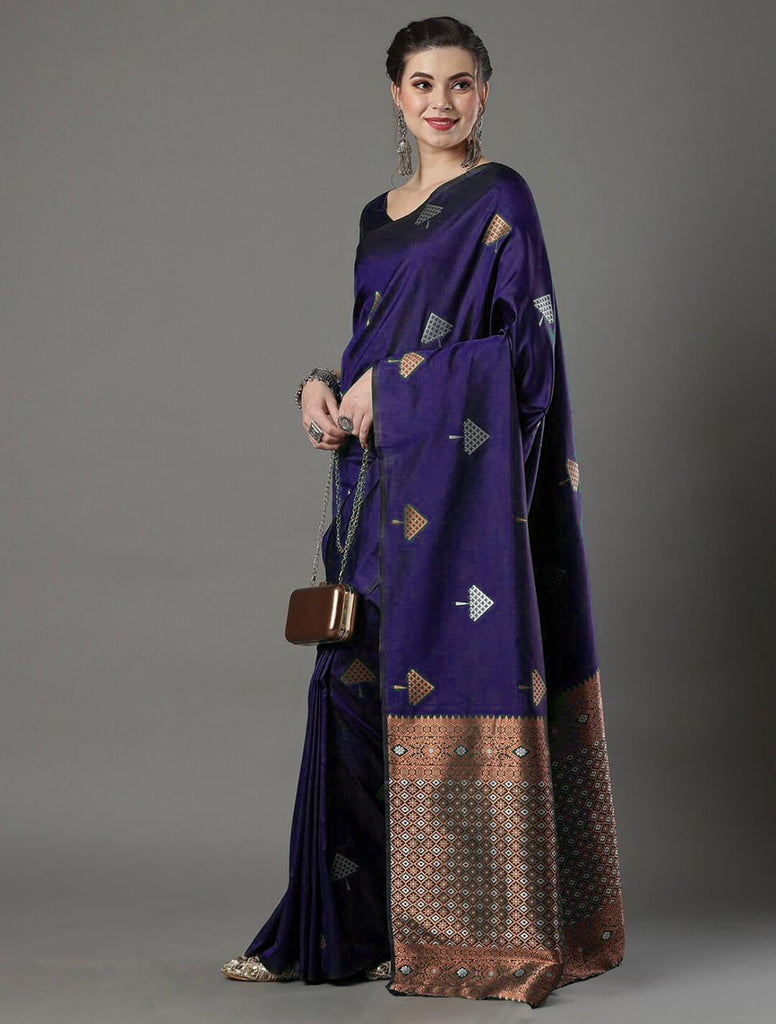 Magnificat Purple Soft Silk Saree With Glittering Blouse Piece ClothsVilla