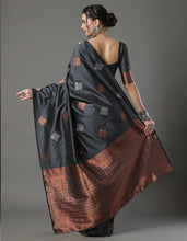 Load image into Gallery viewer, Scintilla Grey Soft Silk Saree With Petrichor Blouse Piece ClothsVilla