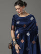 Load image into Gallery viewer, Imbrication Navy Blue Soft Silk Saree With Evanescent Blouse Piece ClothsVilla