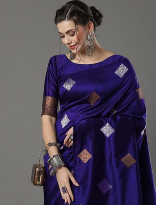 Demesne Royal Blue Soft Silk Saree With Excellent Blouse Piece ClothsVilla