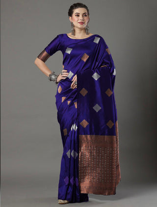 Demesne Royal Blue Soft Silk Saree With Excellent Blouse Piece ClothsVilla