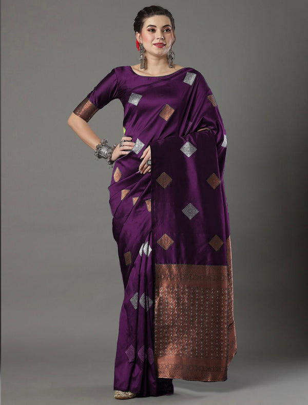 Angelic Wine Soft Silk Saree With Glorious Blouse Piece ClothsVilla