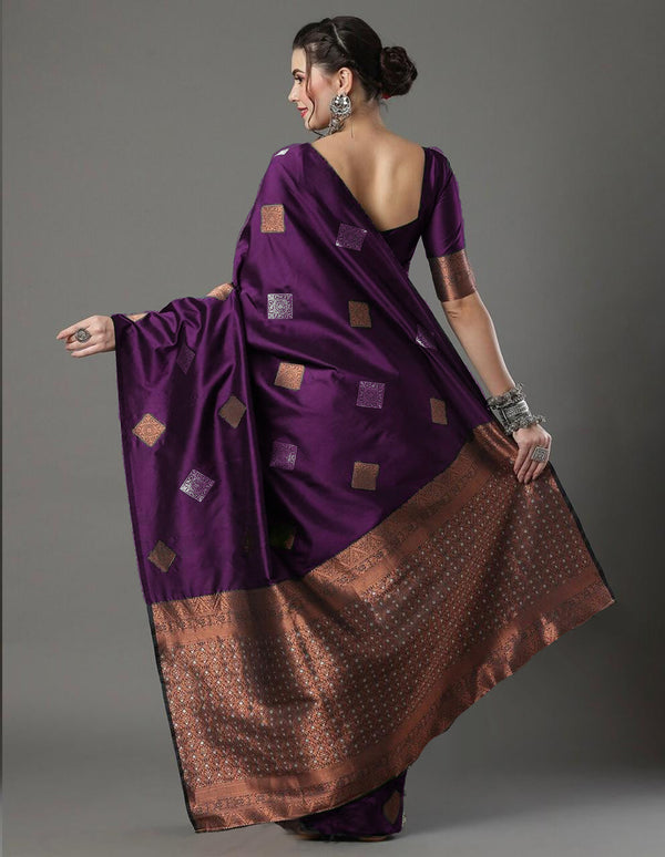 Angelic Wine Soft Silk Saree With Glorious Blouse Piece ClothsVilla