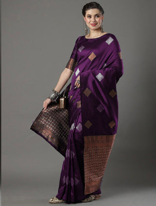 Angelic Wine Soft Silk Saree With Glorious Blouse Piece ClothsVilla