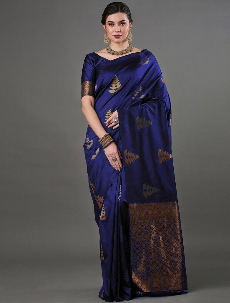 Exquisite Blue Soft Silk Saree With Adoring Blouse Piece ClothsVilla