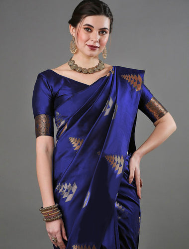 Exquisite Blue Soft Silk Saree With Adoring Blouse Piece ClothsVilla