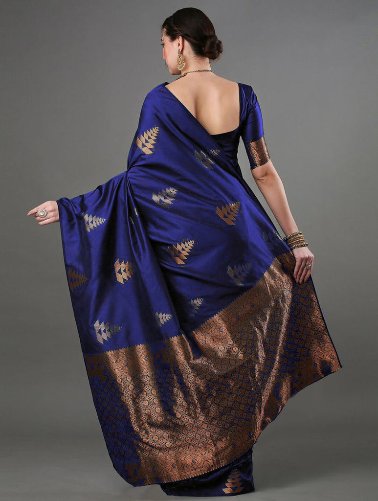Exquisite Blue Soft Silk Saree With Adoring Blouse Piece ClothsVilla